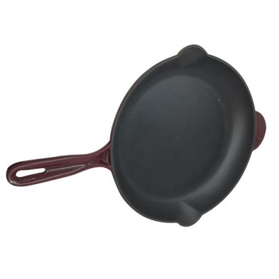 Preseasoned round cast iron fry pan with removable handle