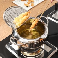 Home use double side deep round fryer pot restaurant equipment kitchen frying tempura pot sale