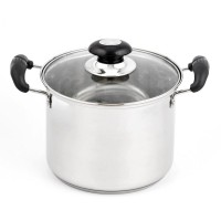 18cm-26cm Hot sale cheap kitchen cookware sets stainless steel high body stock pot with  glass lid